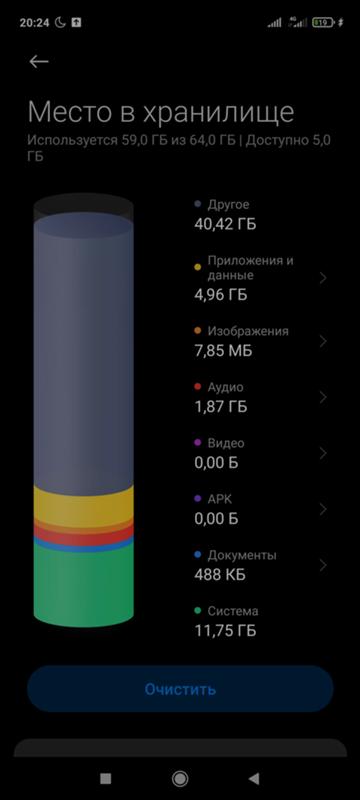 Никак не получается очистить память на телефоне MIUI