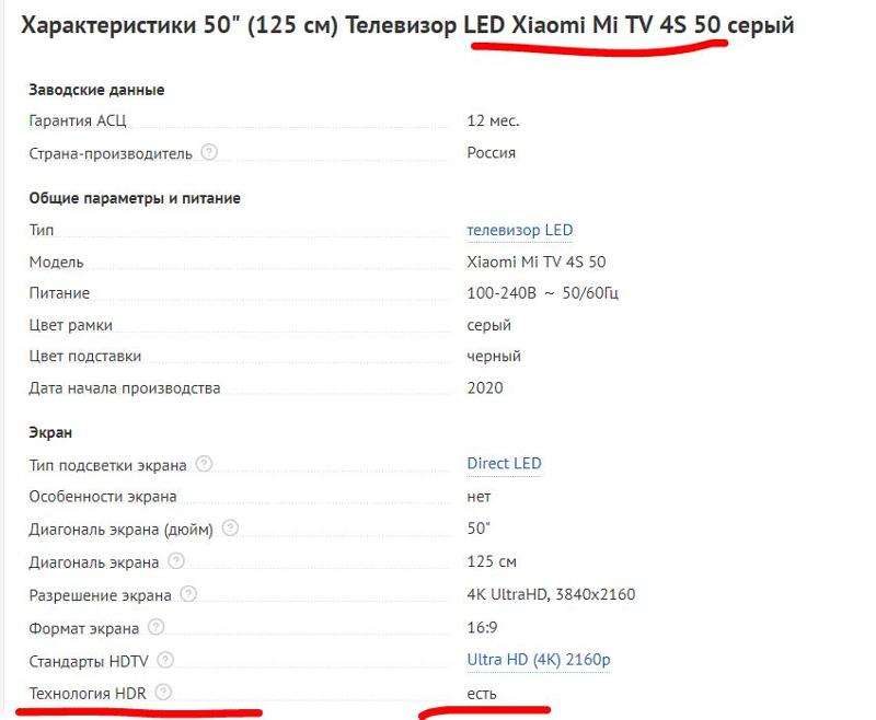 Поддерживает ли телевизор Xiaomi mi 4 s 50 технологию HDR